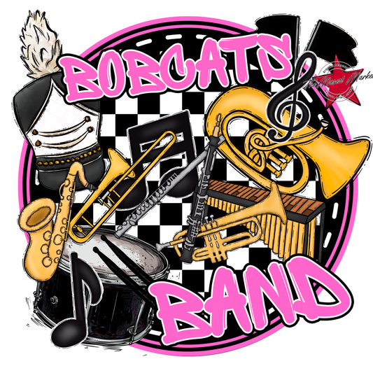 Bobcats Circle Band Design-Baby Pink