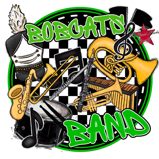 Bobcats Circle Band Design-Bright Green