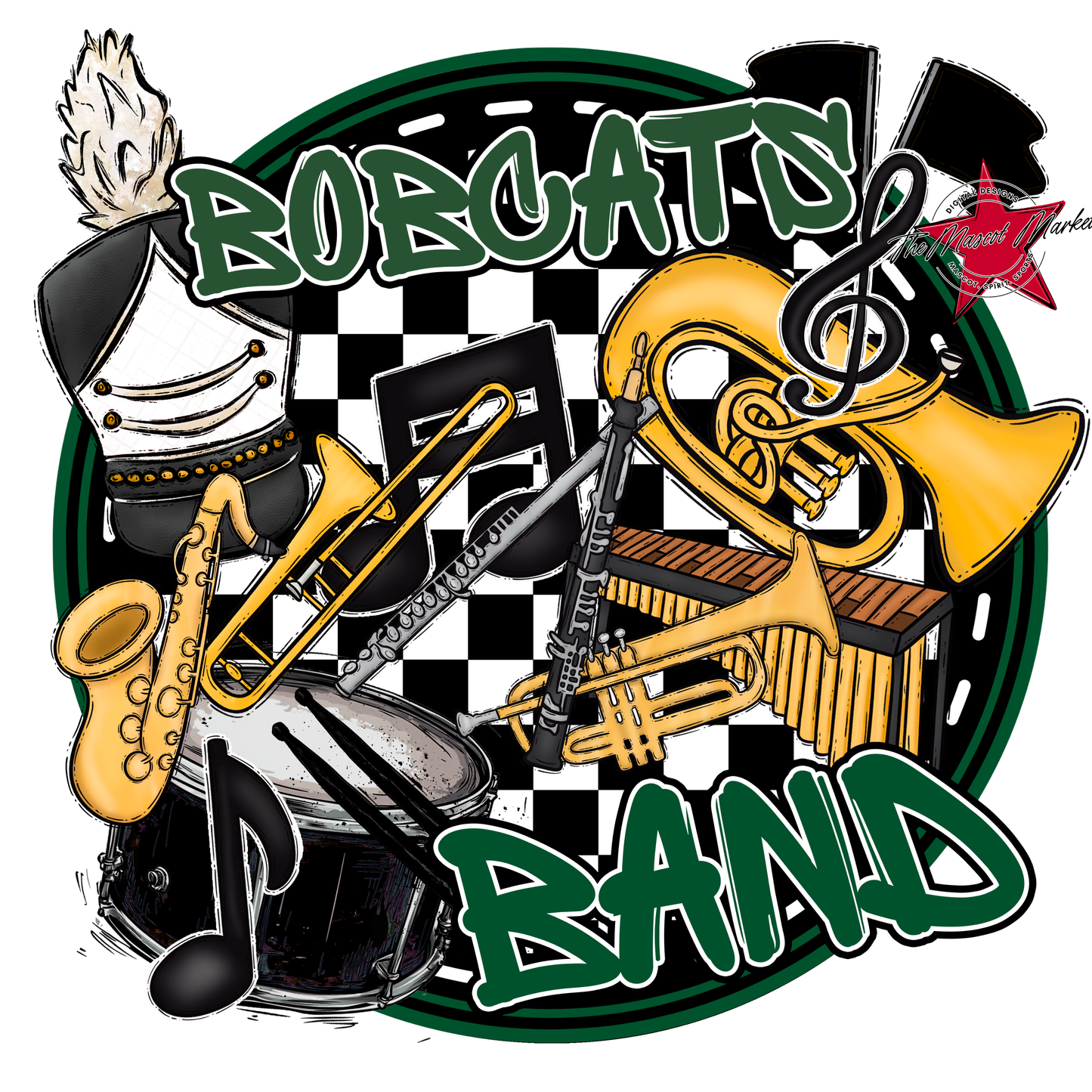 Bobcats Circle Band Design-Green