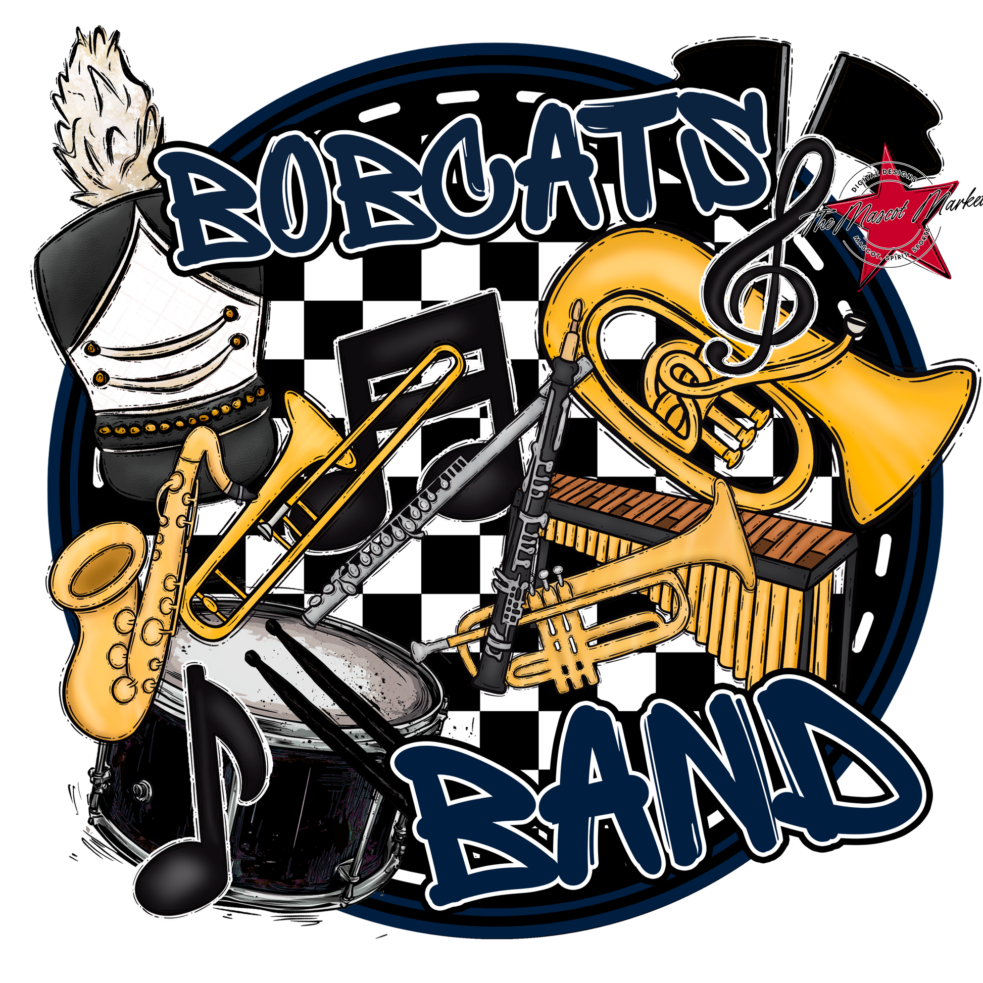 Bobcats Circle Band Design-Navy