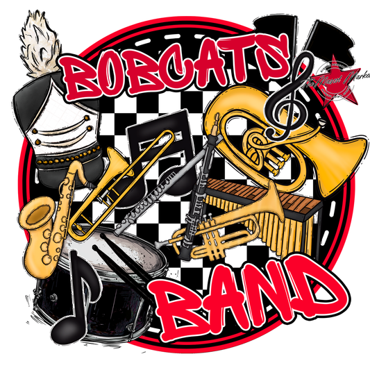 Bobcats Circle Band Design-Red