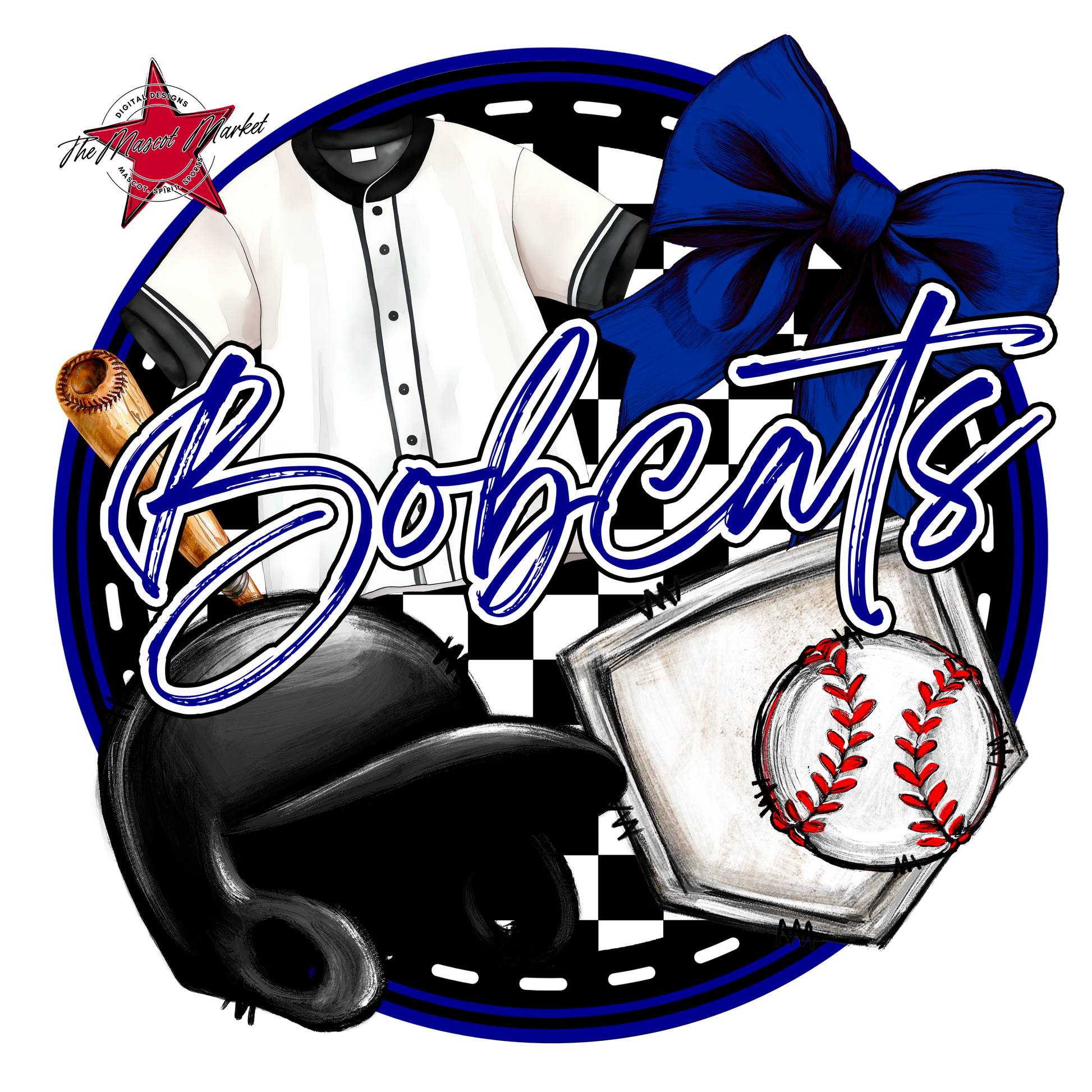 Bobcats Circle Baseball Design-Blue