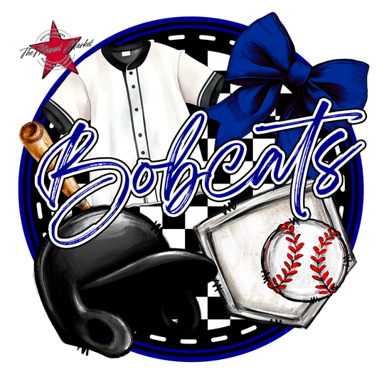 Bobcats Circle Baseball Design-Blue