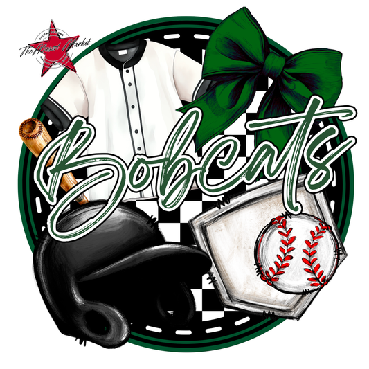 Bobcats Circle Baseball Design-Green