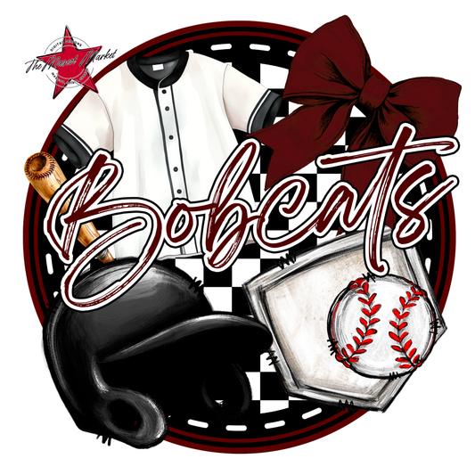 Bobcats Circle Baseball Design-Maroon