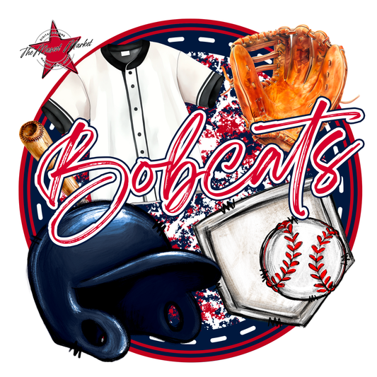 Bobcats Circle Baseball Design-Navy-Red