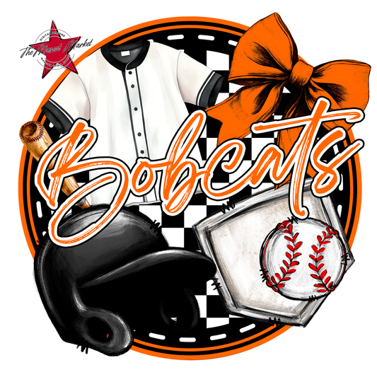 Bobcats Circle Baseball Design-Orange