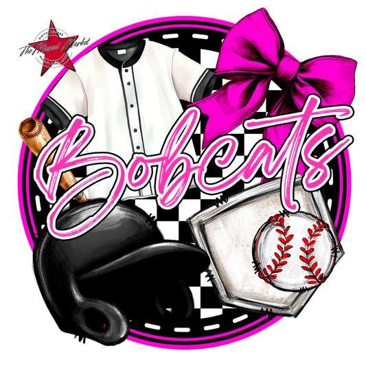 Bobcats Circle Baseball Design-Pink