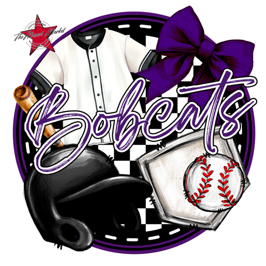 Bobcats Circle Baseball Design-Purple