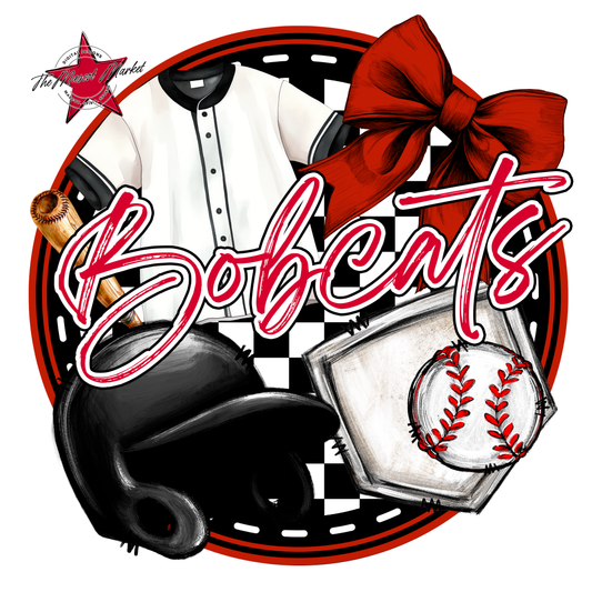 Bobcats Circle Baseball Design-Red