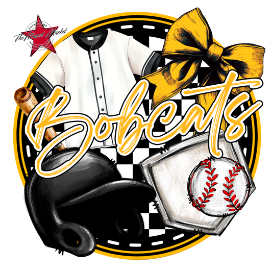 Bobcats Circle Baseball Design-Yellow
