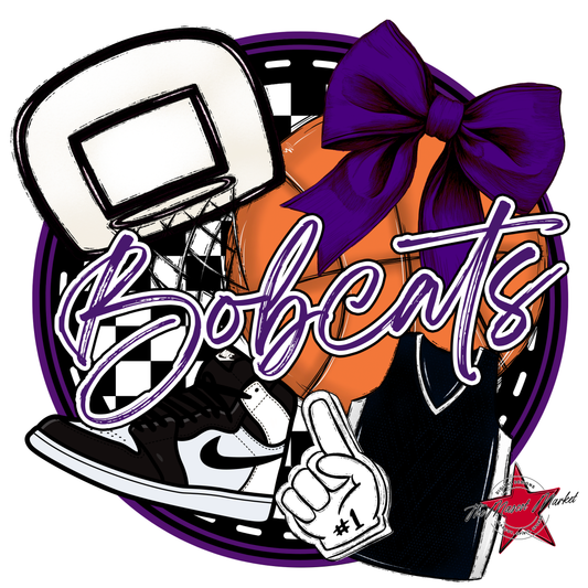 Bobcats Circle Basketball Design-Purple