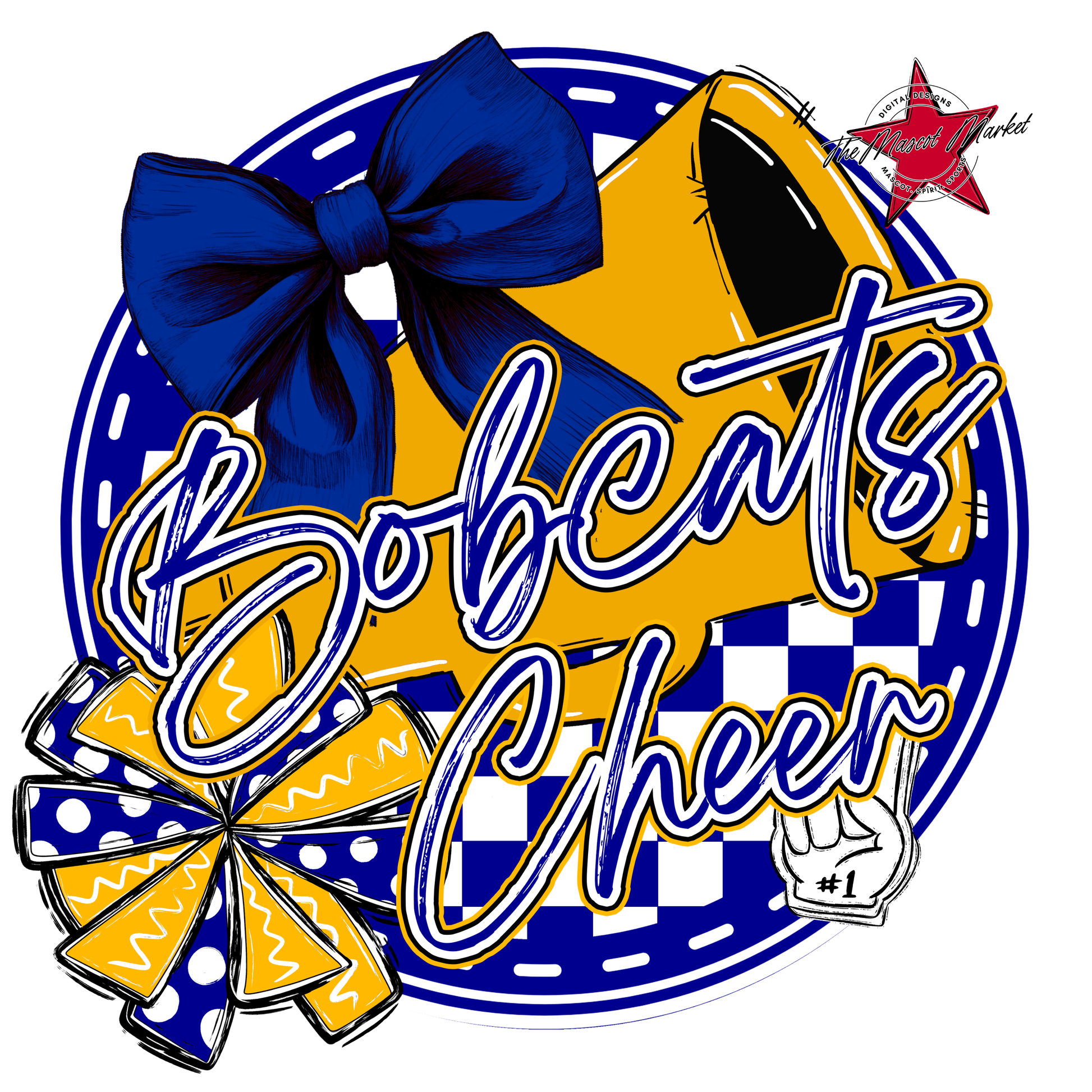 Bobcats Circle Cheer Design-Blue-Yellow