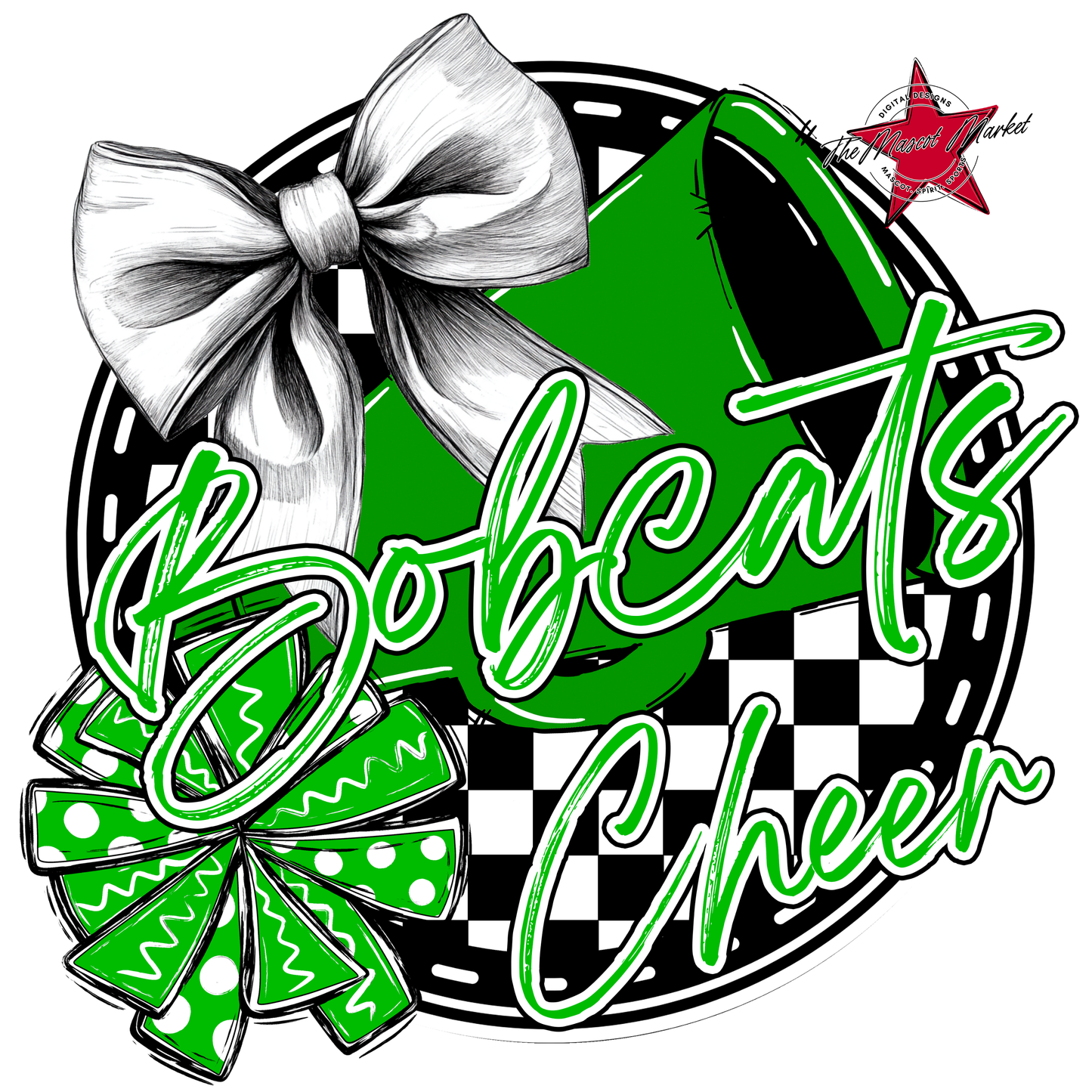 Bobcats Circle Cheer Design-Bright Green