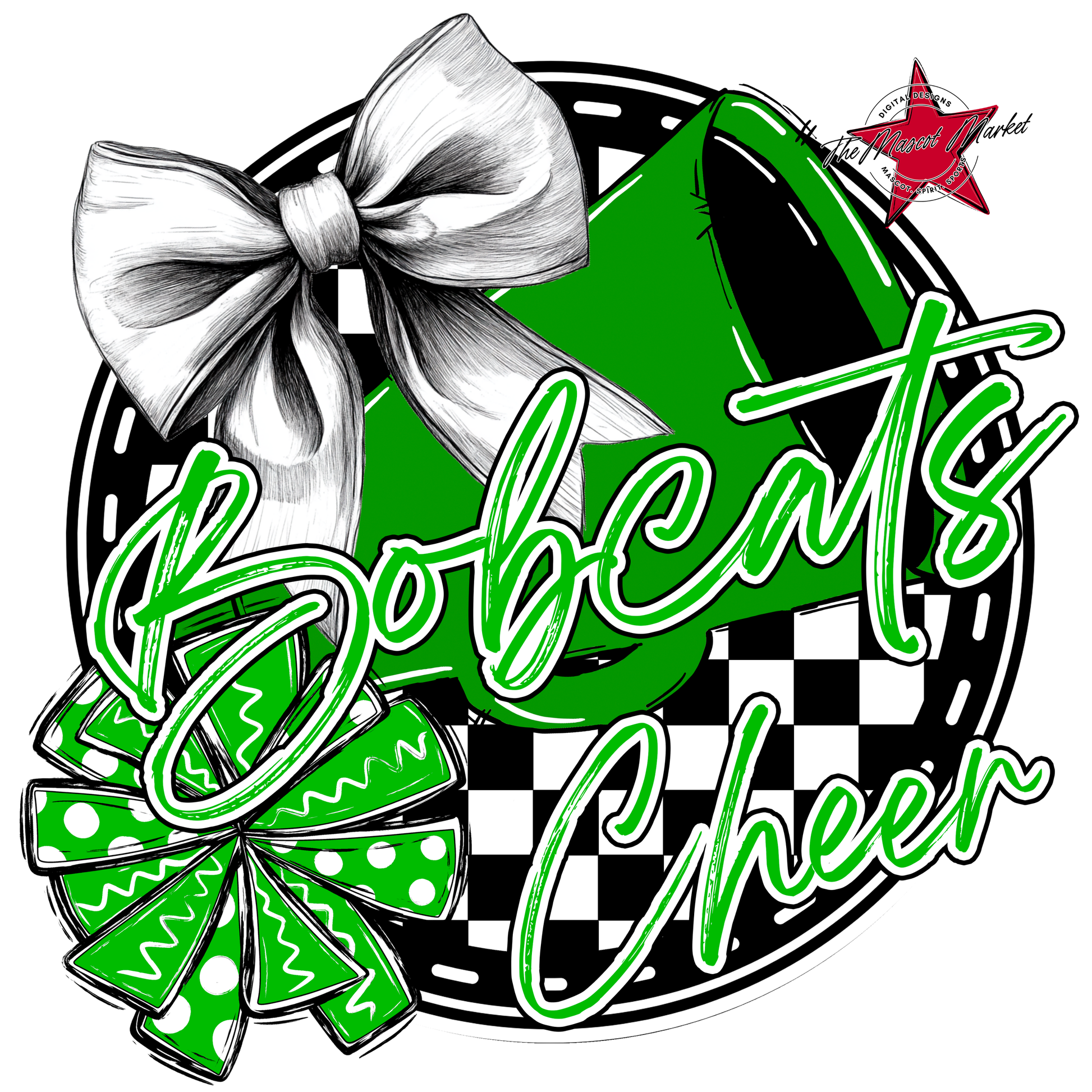 Bobcats Circle Cheer Design-Bright Green