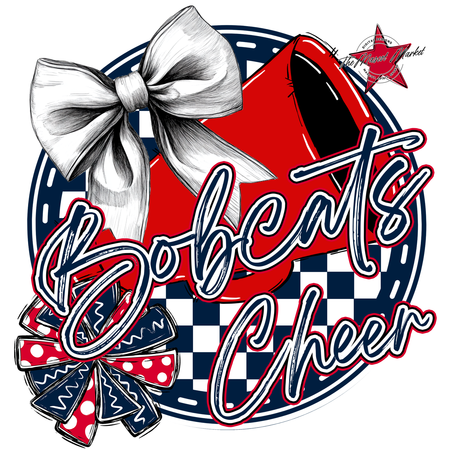 Bobcats Circle Cheer Design-Navy-Red
