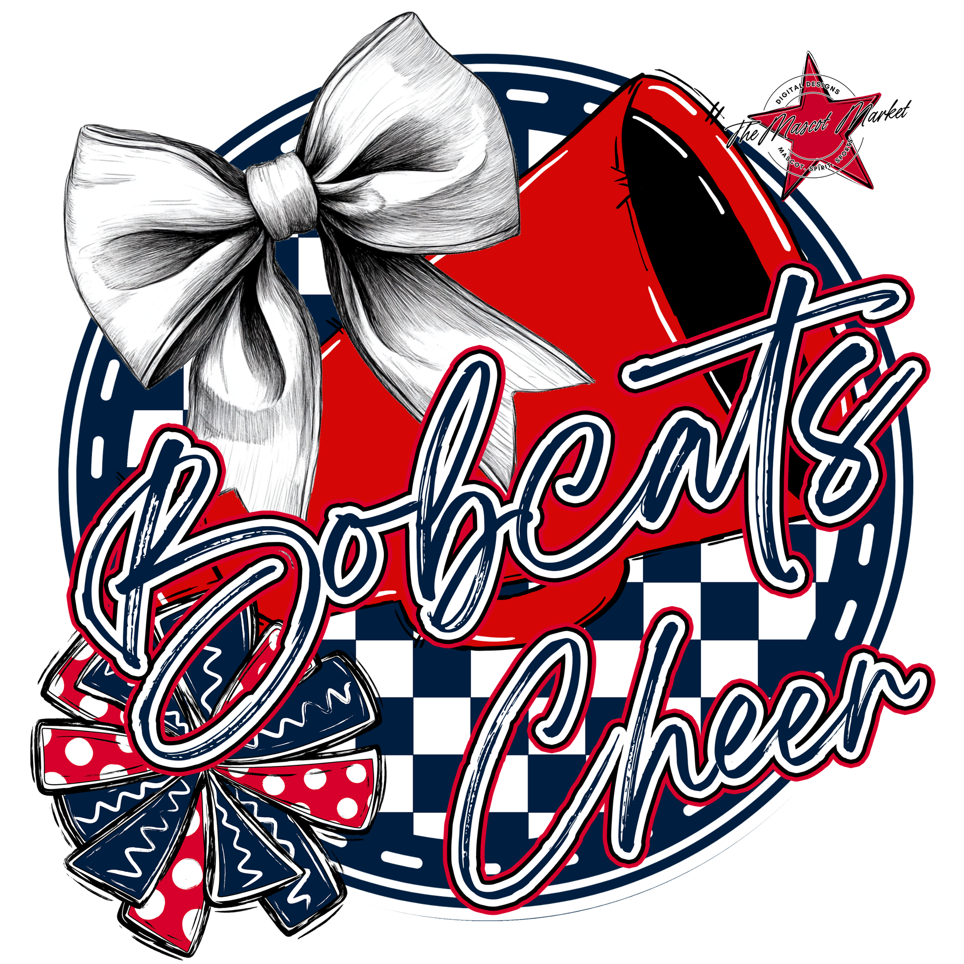 Bobcats Circle Cheer Design-Navy-Red