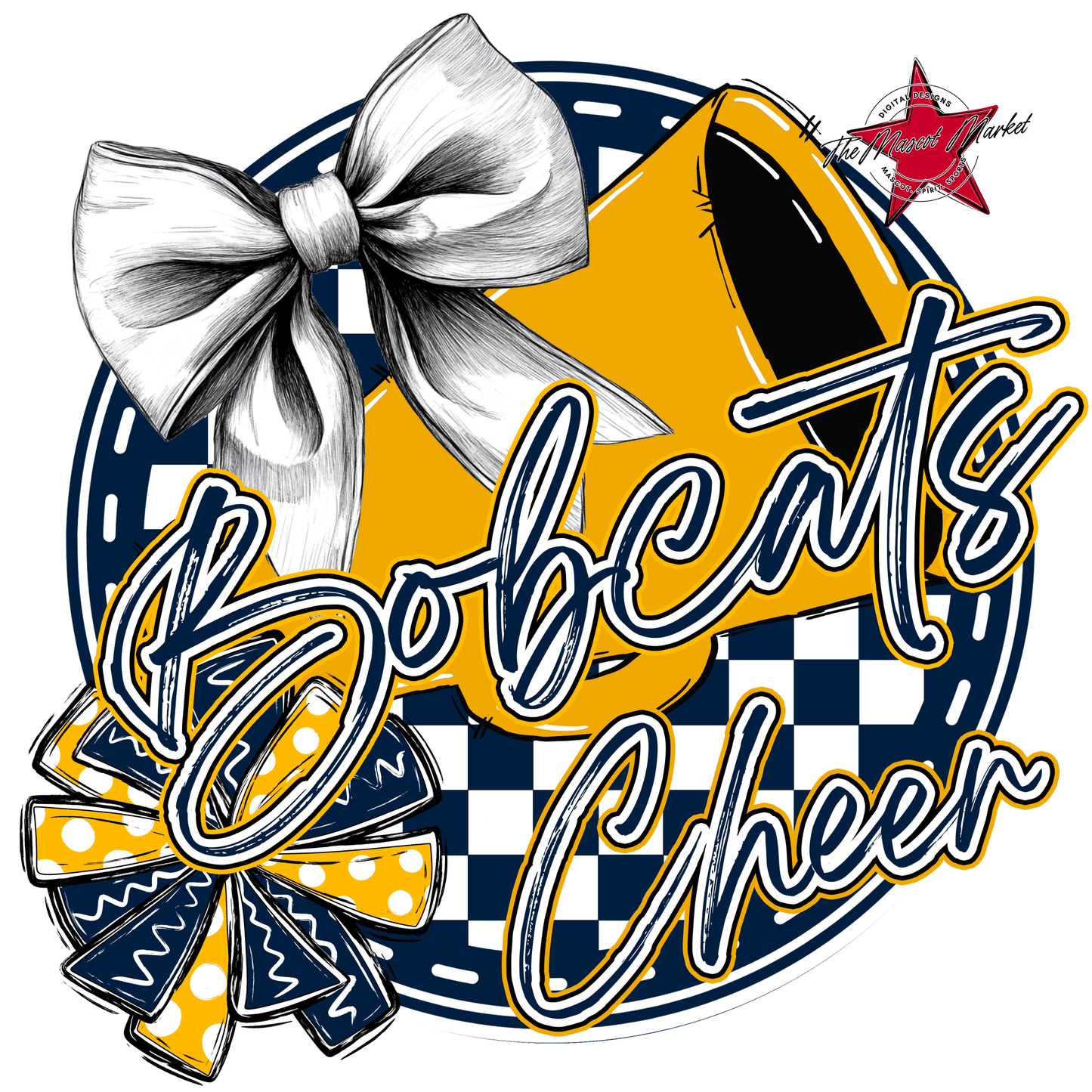 Bobcats Circle Cheer Design-Navy-Yellow