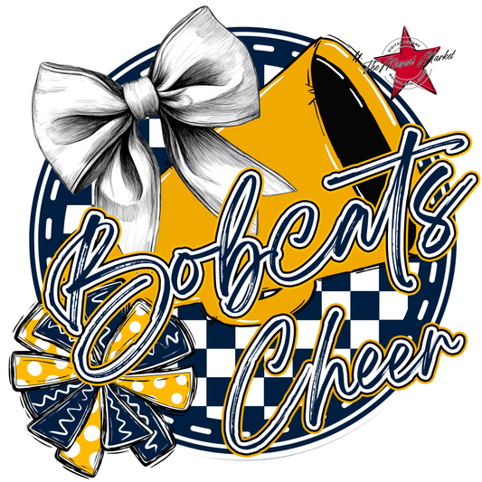 Bobcats Circle Cheer Design-Navy-Yellow