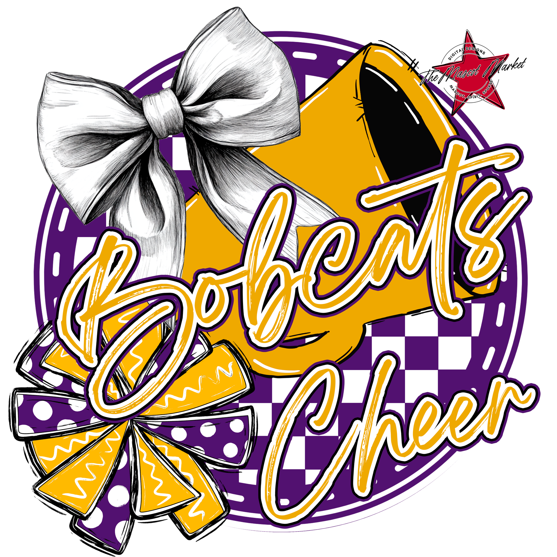 Bobcats Circle Cheer Design-Purple-Yellow
