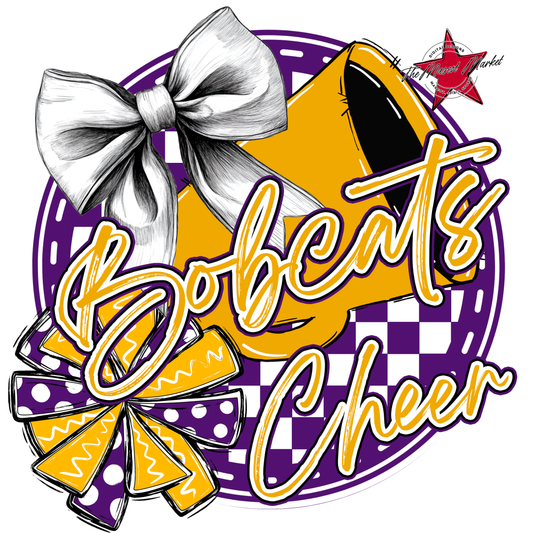 Bobcats Circle Cheer Design-Purple-Yellow