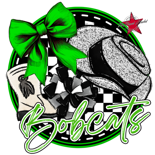 Bobcats Circle Drillteam Design-Bright Green