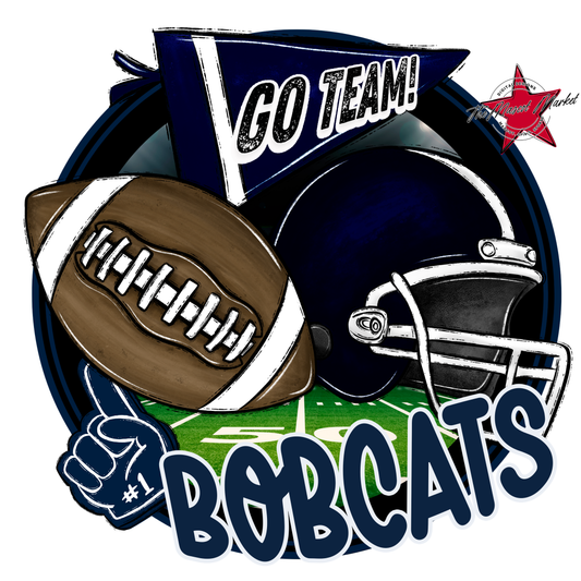 Bobcats Circle Football Design-Navy