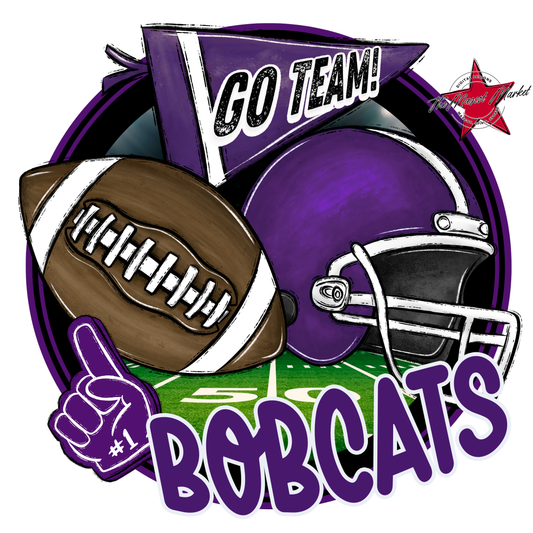 Bobcats Circle Football Design-Purple