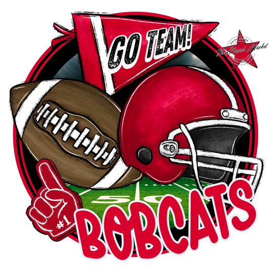Bobcats Circle Football Design-Red