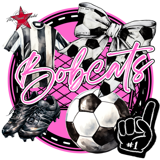 Bobcats Circle Soccer Design-Baby Pink
