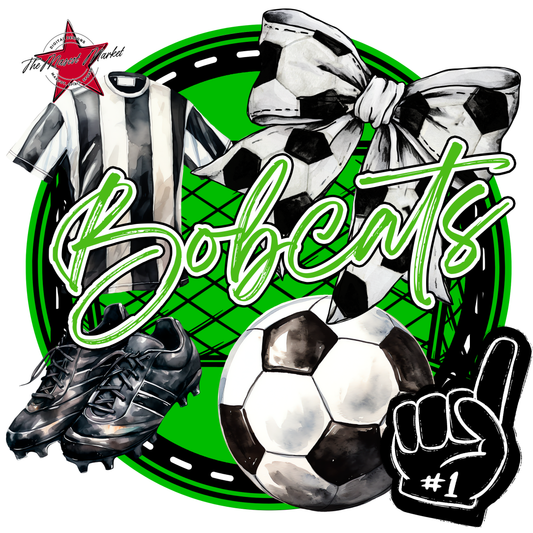 Bobcats Circle Soccer Design-Bright Green