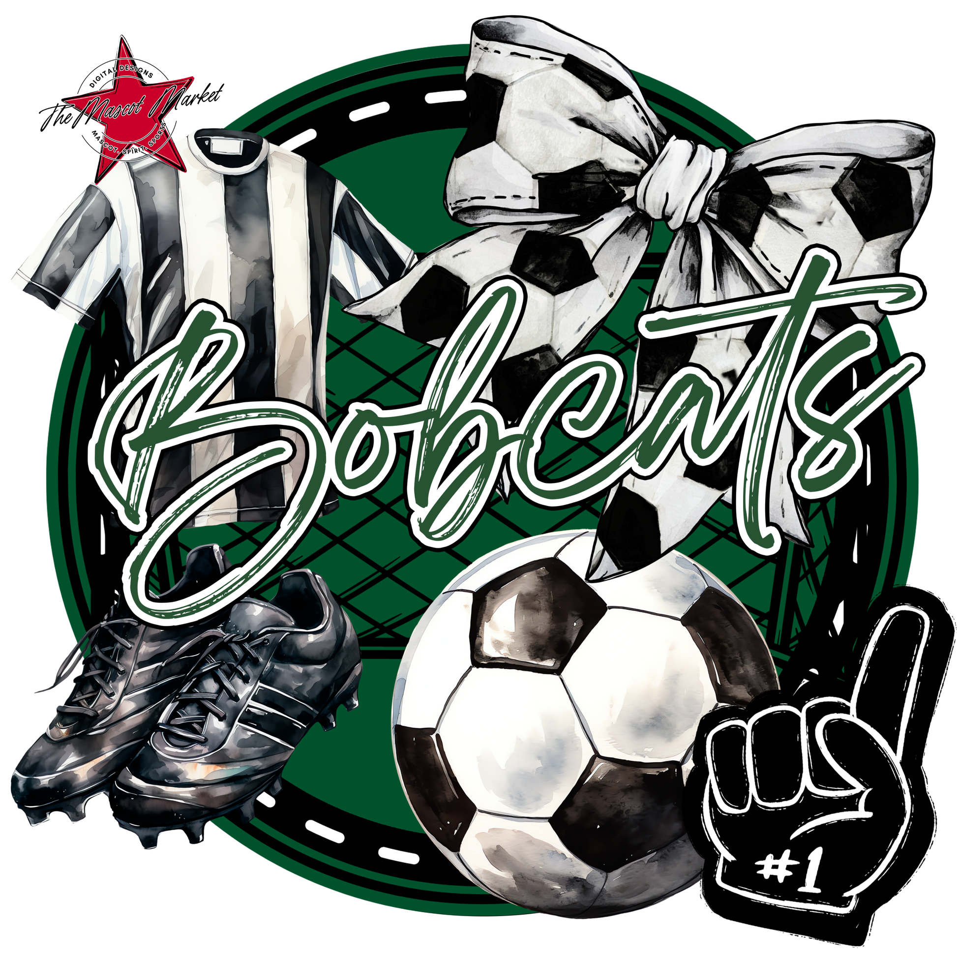 Bobcats Circle Soccer Design-Green