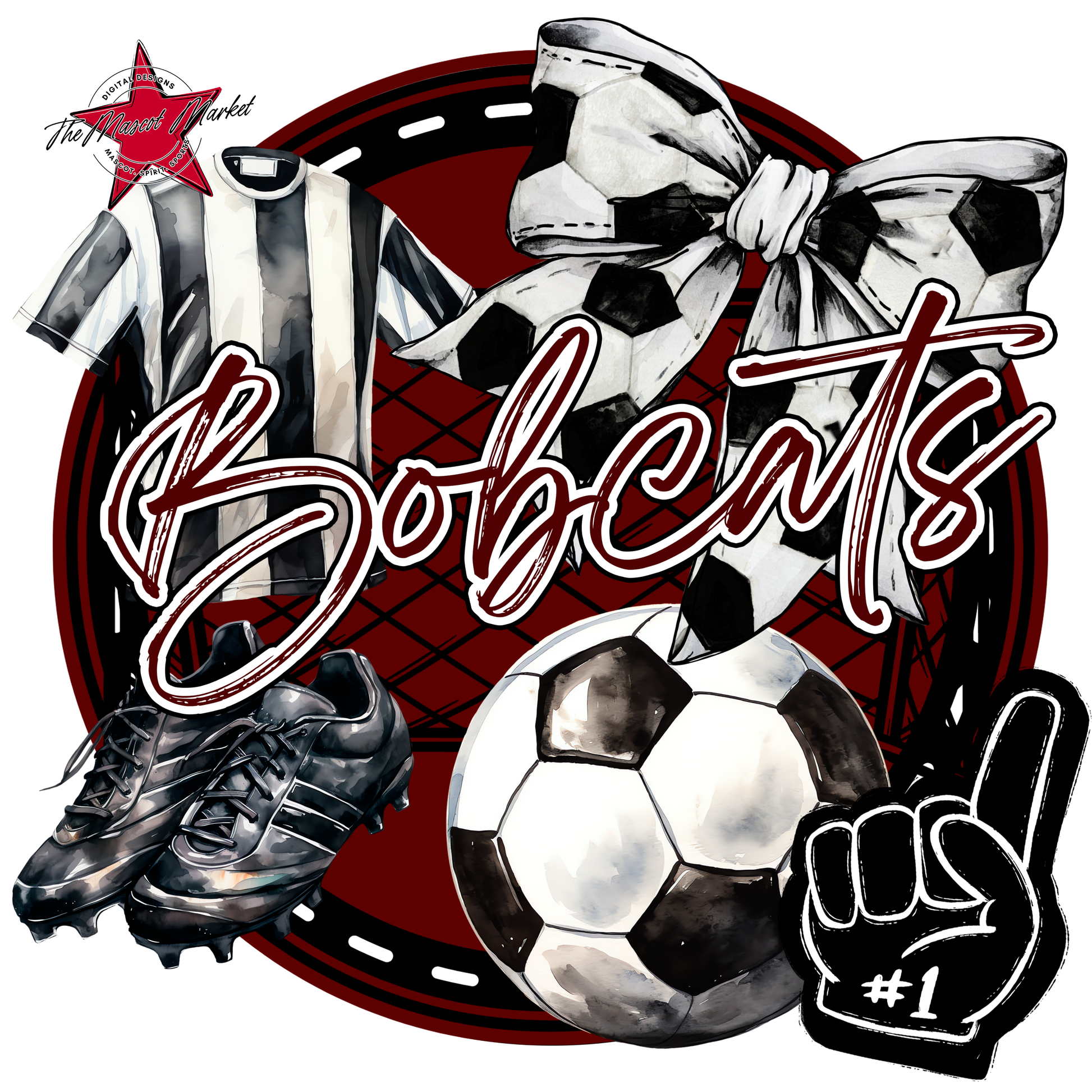 Bobcats Circle Soccer Design-Maroon