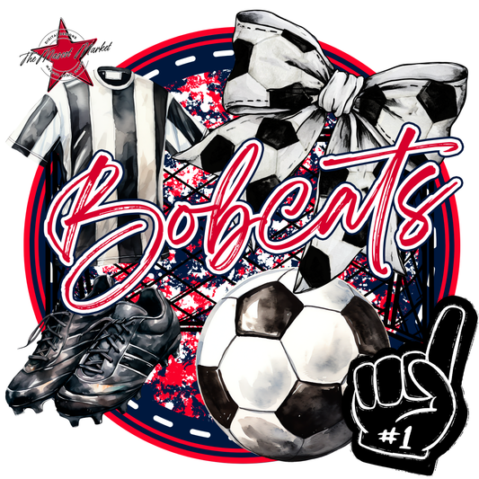 Bobcats Circle Soccer Design-Navy-Red