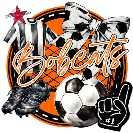 Bobcats Circle Soccer Design-Orange