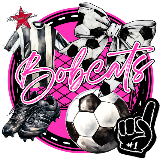Bobcats Circle Soccer Design-Pink