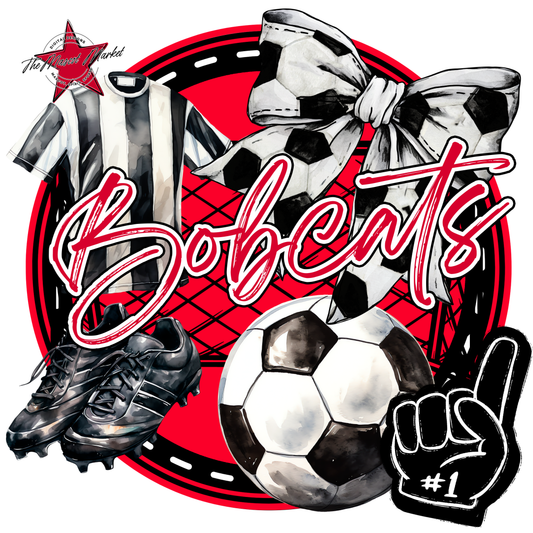 Bobcats Circle Soccer Design-Red