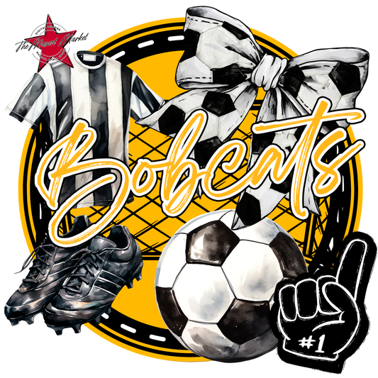 Bobcats Circle Soccer Design-Yellow