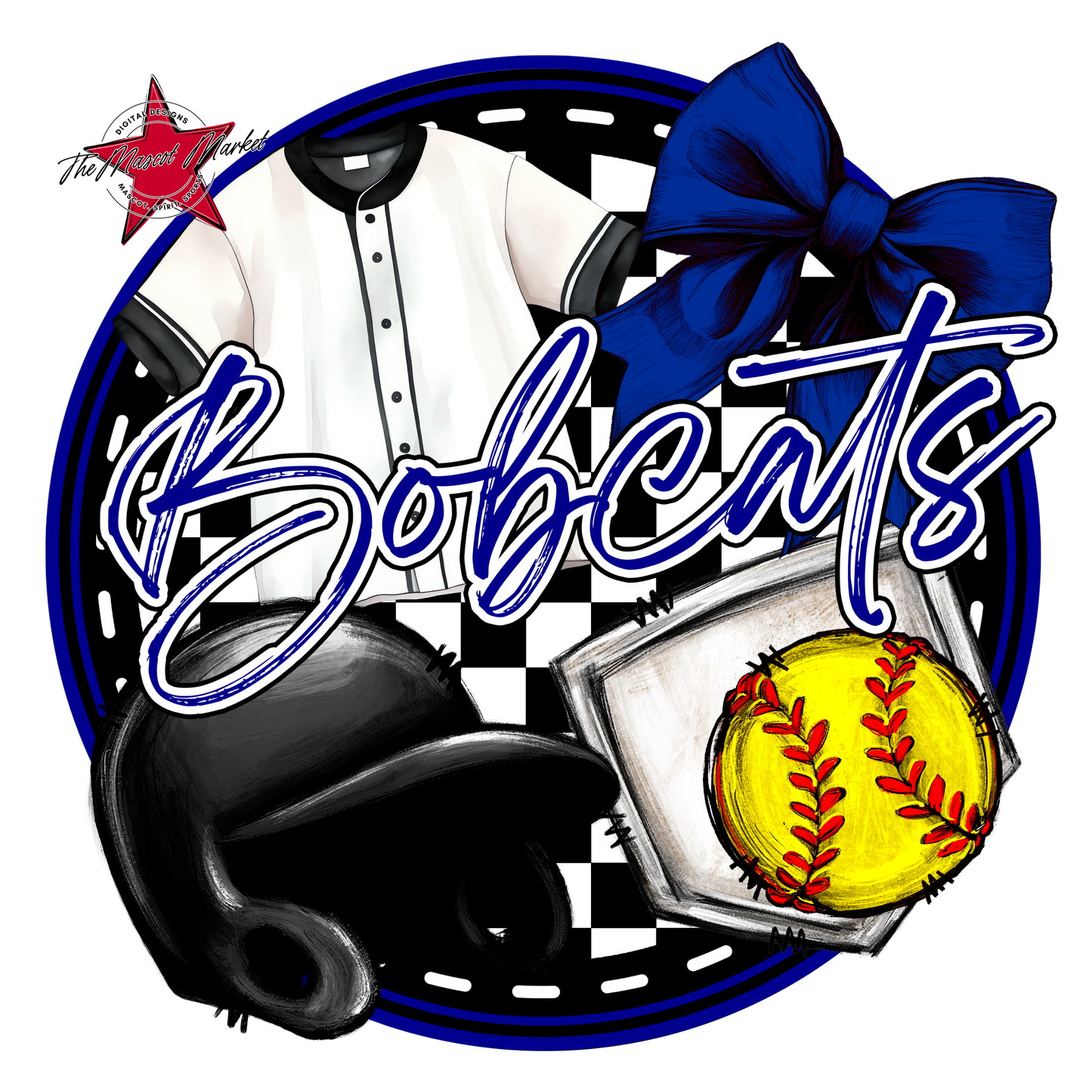 Bobcats Circle Softball Design-Blue