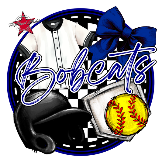 Bobcats Circle Softball Design-Blue