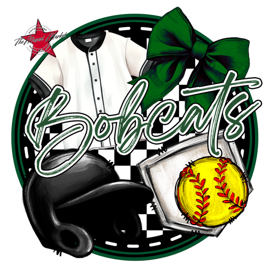 Bobcats Circle Softball Design-Green