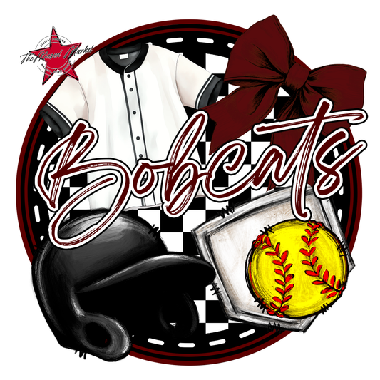 Bobcats Circle Softball Design-Maroon