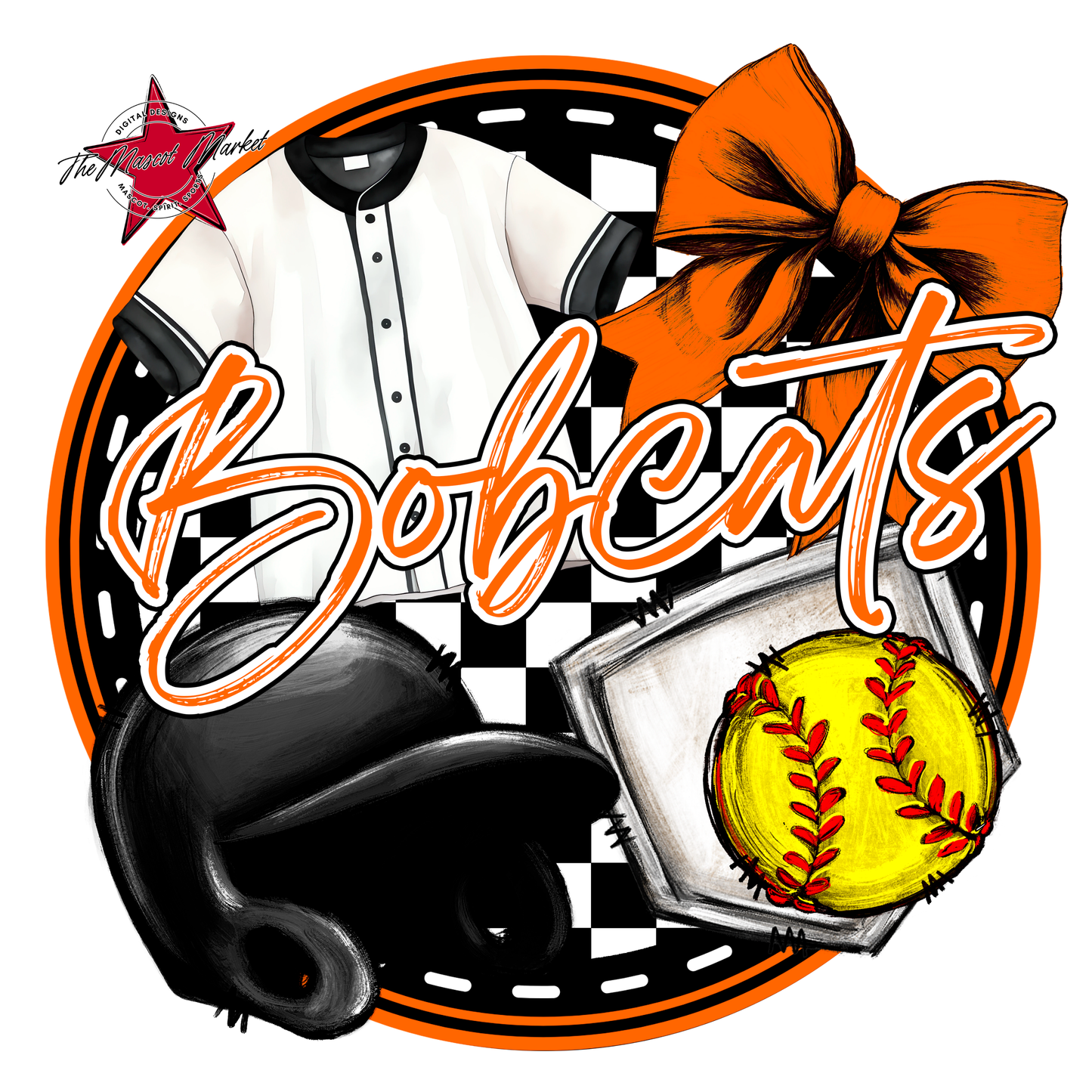 Bobcats Circle Softball Design-Orange