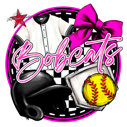 Bobcats Circle Softball Design-Pink