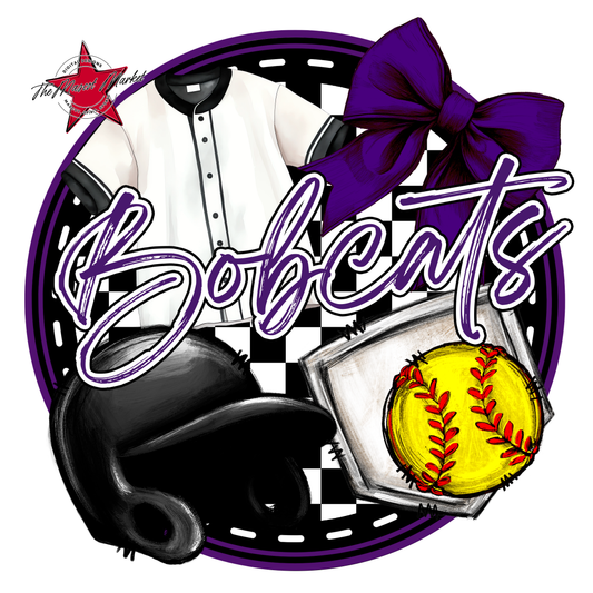 Bobcats Circle Softball Design-Purple