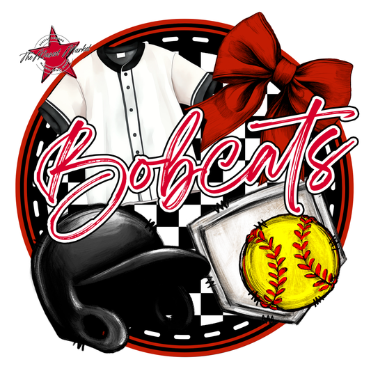 Bobcats Circle Softball Design-Red