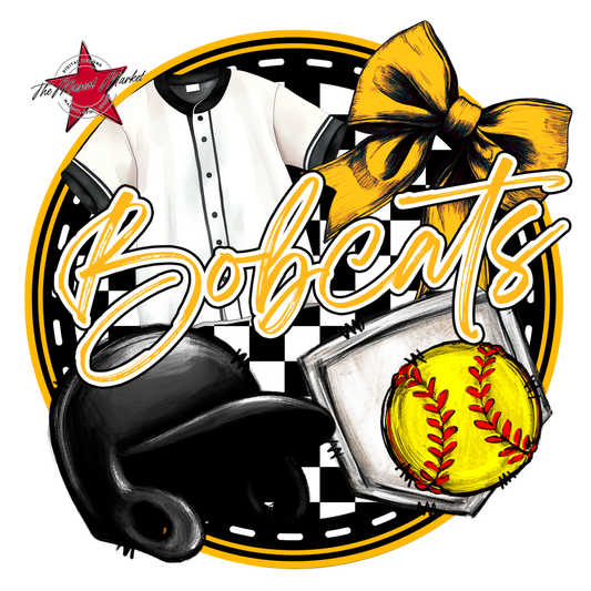 Bobcats Circle Softball Design-Yellow