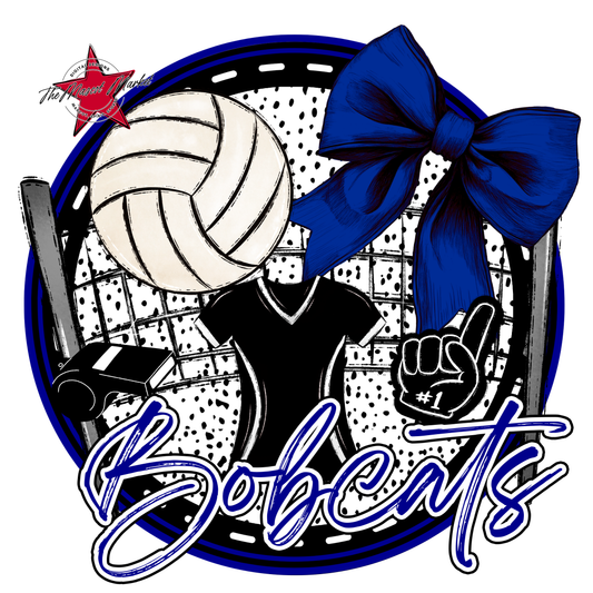 Bobcats Circle Volleyball Design-Blue