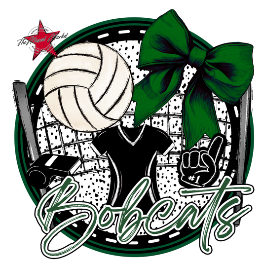 Bobcats Circle Volleyball Design-Green