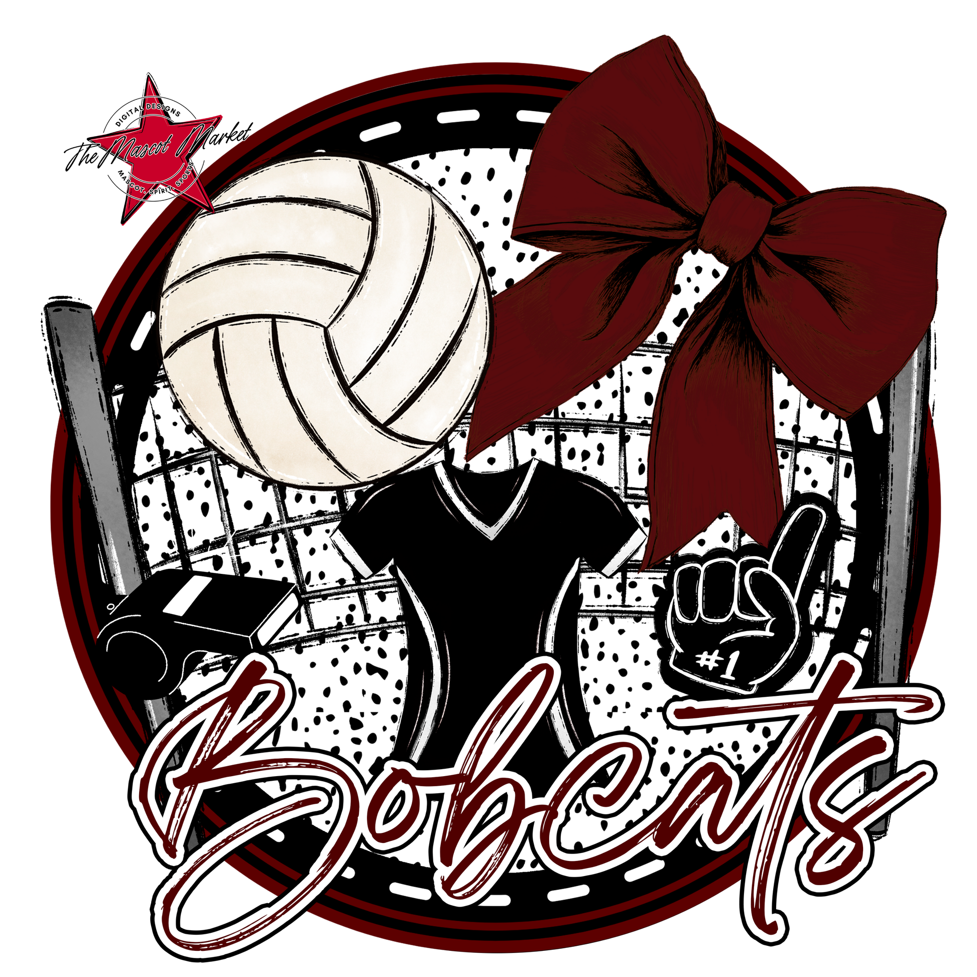 Bobcats Circle Volleyball Design-Maroon
